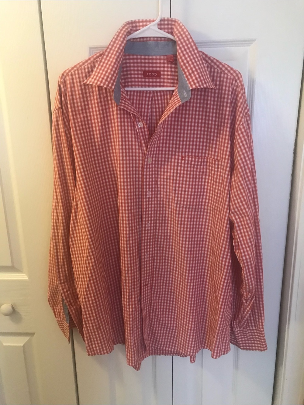 Izod Red and White Gingham Men's Button-Down Shirt